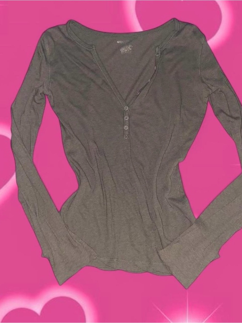 Mossimo Supply Co. Olive Green Long Sleeve Henley Top